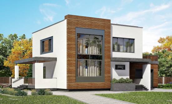 220-003-П Проект двухэтажного дома и гаражом, средний загородный дом из керамзитобетонных блоков Ялуторовск | Проекты домов от House Expert