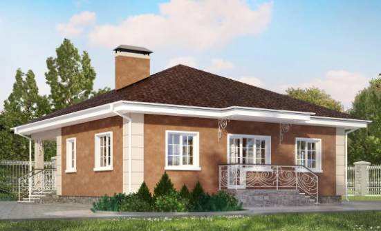 100-001-Л Проект одноэтажного дома, красивый домик из блока Ялуторовск | Проекты одноэтажных домов от House Expert