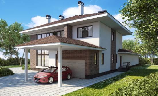 340-001-П Проект двухэтажного дома, гараж, огромный загородный дом из кирпича Ялуторовск | Проекты домов от House Expert