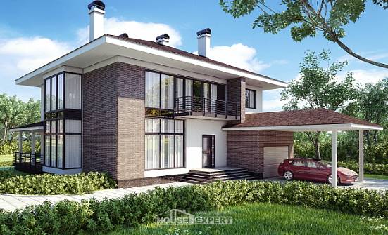 340-001-П Проект двухэтажного дома, гараж, огромный загородный дом из кирпича Ялуторовск | Проекты домов от House Expert