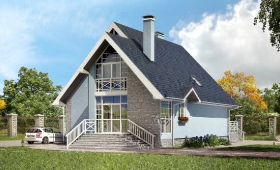 170-003-П Проект двухэтажного дома с мансардным этажом, небольшой коттедж из газобетона Заводоуковск | Проекты домов от House Expert
