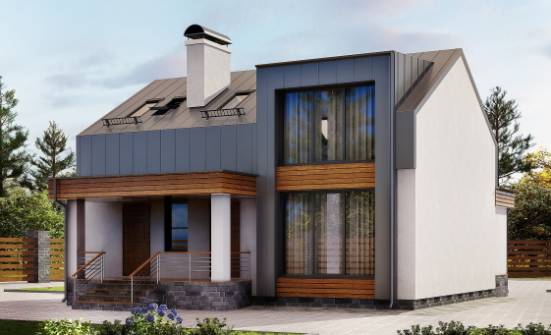 120-004-П Проект двухэтажного дома с мансардным этажом, скромный загородный дом из арболита Тобольск | Проекты домов от House Expert