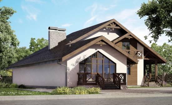 265-001-П Проект двухэтажного дома с мансардой и гаражом, современный дом из пеноблока Ялуторовск | Проекты домов от House Expert