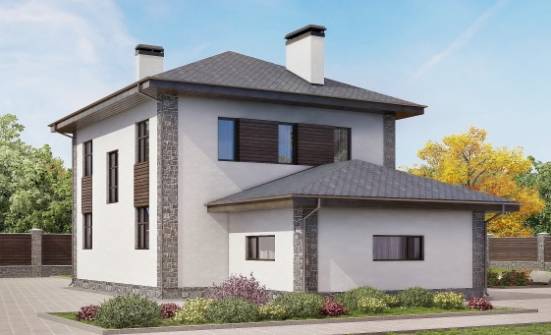 185-004-Л Проект двухэтажного дома, гараж, красивый коттедж из бризолита Тобольск | Проекты домов от House Expert