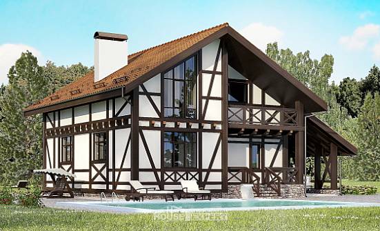 155-002-П Проект двухэтажного дома мансардный этаж, гараж, доступный загородный дом из пеноблока Тюмень | Проекты домов от House Expert