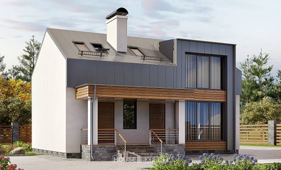 120-004-П Проект двухэтажного дома с мансардным этажом, скромный загородный дом из арболита Тобольск | Проекты домов от House Expert
