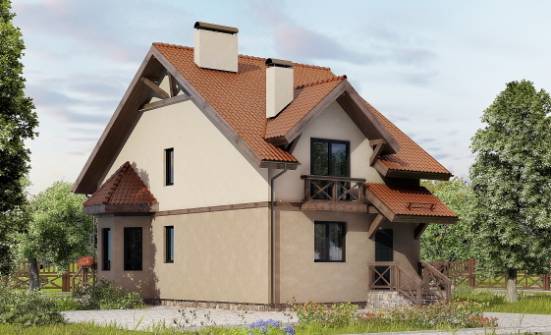 120-003-Л Проект двухэтажного дома с мансардой, современный дом из пеноблока Тюмень | Проекты домов от House Expert