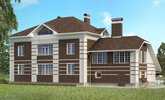505-002-Л Проект трехэтажного дома и гаражом, просторный коттедж из кирпича Ишим | Проекты домов от House Expert