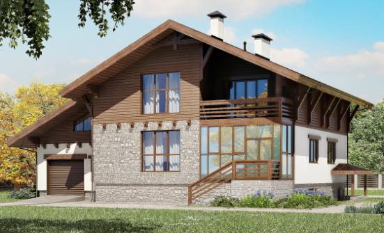 420-001-П Проект трехэтажного дома с мансардой, гараж, красивый коттедж из кирпича Заводоуковск | Проекты домов от House Expert