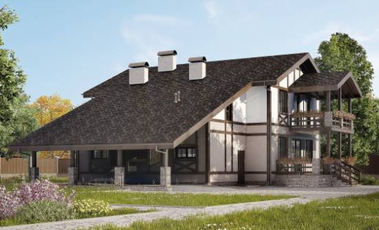 250-002-П Проект двухэтажного дома с мансардой, гараж, просторный дом из кирпича Тюмень | Проекты домов от House Expert