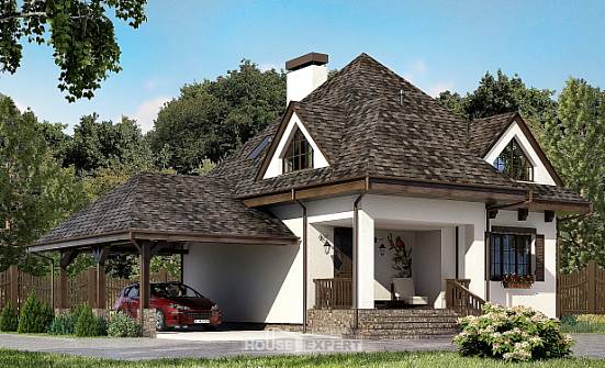 110-002-Л Проект двухэтажного дома мансардой, гараж, бюджетный домик из керамзитобетонных блоков Тюмень | Проекты домов от House Expert