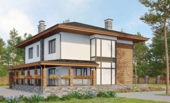 305-001-П Проект двухэтажного дома и гаражом, большой дом из бризолита Тюмень | Проекты домов от House Expert