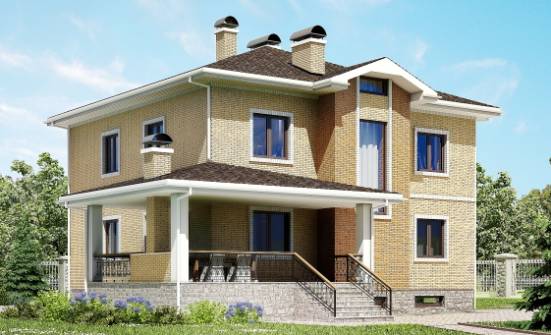 350-002-Л Проект трехэтажного дома и гаражом, огромный домик из кирпича Тобольск | Проекты домов от House Expert