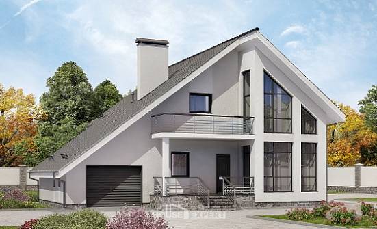 200-007-Л Проект двухэтажного дома с мансардным этажом, гараж, средний загородный дом из твинблока Заводоуковск | Проекты домов от House Expert