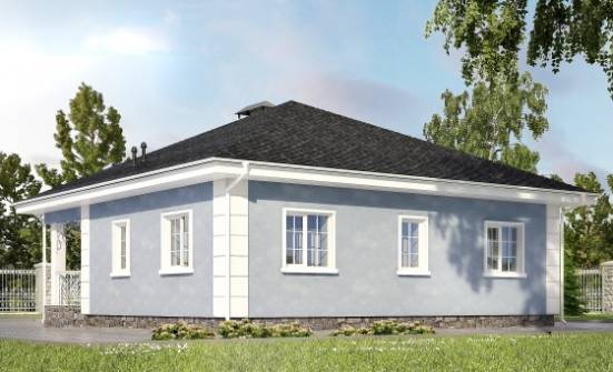 100-001-П Проект одноэтажного дома, красивый загородный дом из блока Тобольск | Проекты домов от House Expert