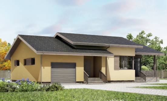 135-002-Л Проект одноэтажного дома, гараж, компактный дом из пеноблока Ишим | Проекты одноэтажных домов от House Expert