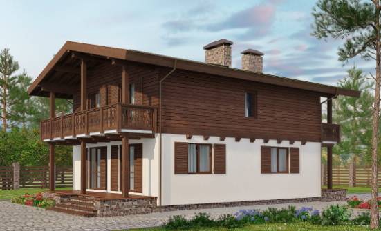 150-016-Л Проект двухэтажного дома с мансардой, компактный загородный дом из бризолита Ишим | Проекты домов от House Expert