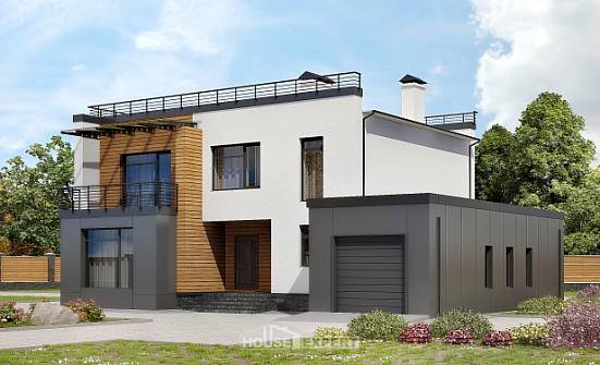 260-002-П Проект двухэтажного дома и гаражом, большой дом из керамзитобетонных блоков Ялуторовск | Проекты домов от House Expert