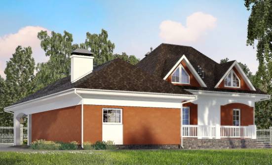 180-007-П Проект двухэтажного дома с мансардой и гаражом, бюджетный коттедж из поризованных блоков Ялуторовск | Проекты домов от House Expert