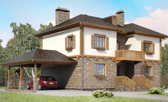 155-006-Л Проект двухэтажного дома и гаражом, доступный домик из теплоблока Заводоуковск | Проекты домов от House Expert