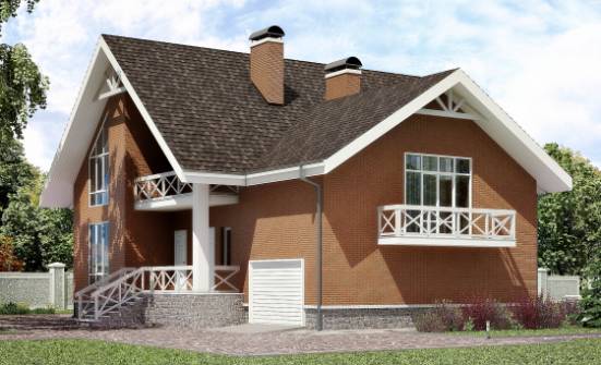 215-001-П Проект двухэтажного дома с мансардой, гараж, классический дом из бризолита Ишим | Проекты домов от House Expert