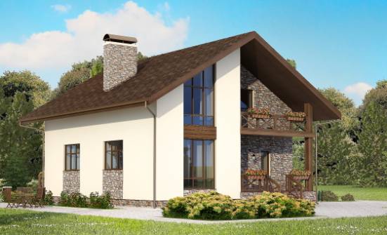 155-001-П Проект двухэтажного дома с мансардой, гараж, классический домик из керамзитобетонных блоков Тобольск | Проекты домов от House Expert