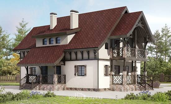 180-014-П Проект двухэтажного дома с мансардой, компактный загородный дом из арболита Заводоуковск | Проекты домов от House Expert