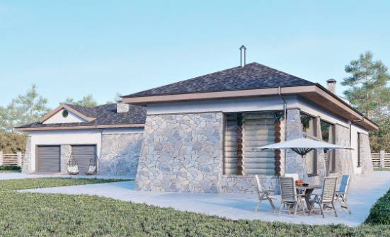 280-004-Л Проект одноэтажного дома и гаражом, просторный загородный дом из твинблока Ишим | Проекты домов от House Expert