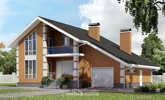 190-006-П Проект двухэтажного дома мансардой и гаражом, просторный дом из твинблока Тюмень | Проекты домов от House Expert