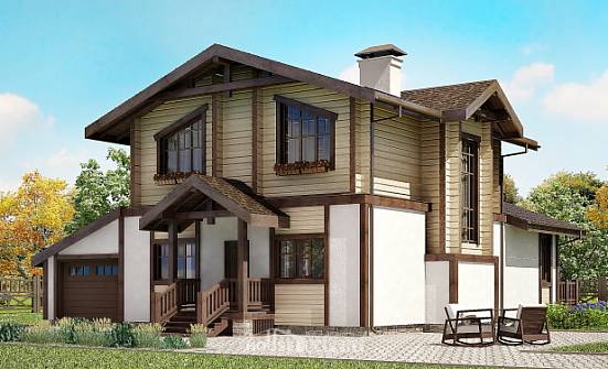 190-004-П Проект двухэтажного дома мансардой, гараж, уютный загородный дом из твинблока из дерева Тобольск | Проекты домов от House Expert