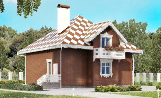 155-003-Л Проект двухэтажного дома мансардой, гараж, бюджетный загородный дом из газобетона Заводоуковск | Проекты домов от House Expert