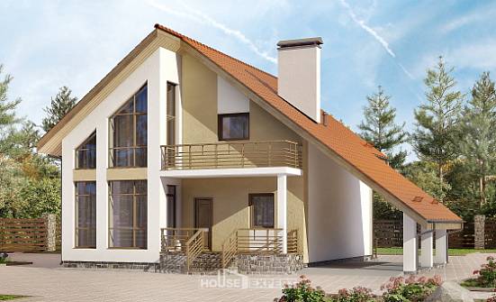170-009-П Проект двухэтажного дома мансардный этаж, гараж, доступный дом из бризолита Заводоуковск | Проекты домов от House Expert