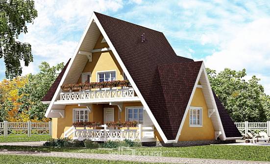 155-008-П Проект двухэтажного дома с мансардой, скромный дом из бревен Тобольск | Проекты домов от House Expert