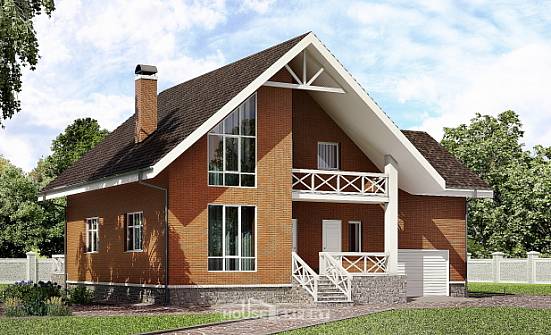 215-001-П Проект двухэтажного дома с мансардой, гараж, классический дом из бризолита Ишим | Проекты домов от House Expert