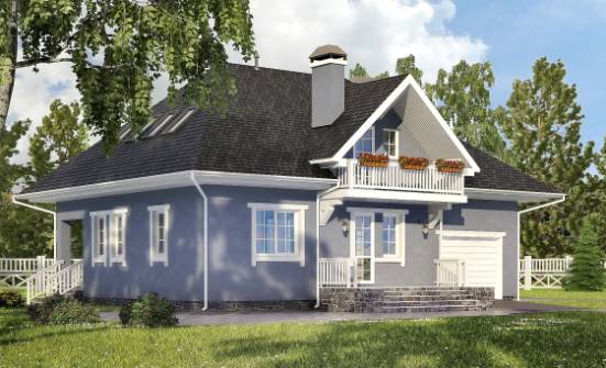 200-001-П Проект двухэтажного дома мансардой, гараж, простой коттедж из газосиликатных блоков Тобольск | Проекты домов от House Expert