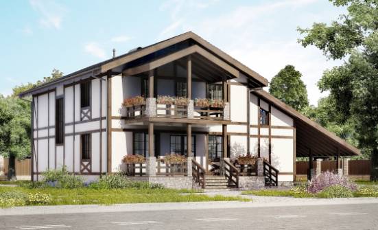 250-002-Л Проект двухэтажного дома с мансардой и гаражом, классический коттедж из кирпича Ишим | Проекты домов от House Expert