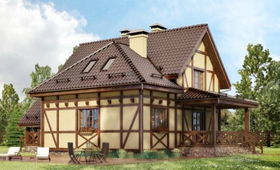 160-003-П Проект двухэтажного дома мансардой, красивый дом из бризолита Заводоуковск | Проекты домов от House Expert