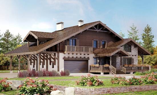 340-003-П Проект двухэтажного дома с мансардой, гараж, огромный загородный дом из кирпича Заводоуковск | Проекты домов от House Expert