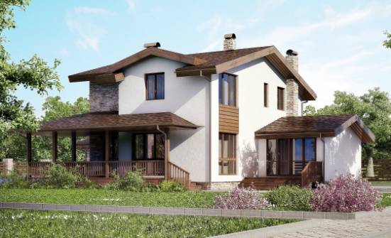 220-001-П Проект двухэтажного дома с мансардой и гаражом, просторный коттедж из газобетона Тобольск | Проекты домов от House Expert