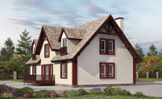 300-008-Л Проект двухэтажного дома с мансардой, гараж, классический загородный дом из твинблока Тобольск | Проекты домов от House Expert