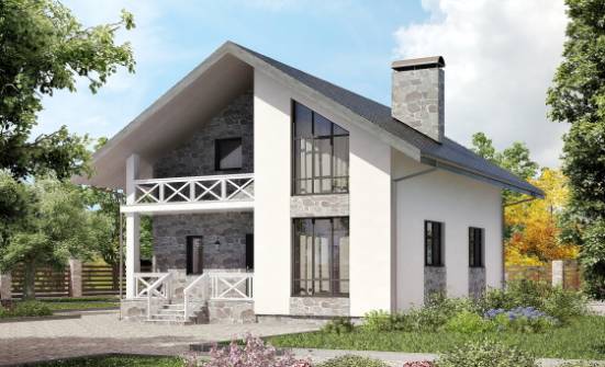155-001-Л Проект двухэтажного дома с мансардой и гаражом, простой загородный дом из пеноблока Тюмень | Проекты домов от House Expert