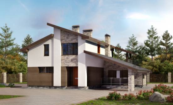 200-010-П Проект двухэтажного дома с мансардным этажом, гараж, средний домик из теплоблока Ишим | Проекты домов от House Expert
