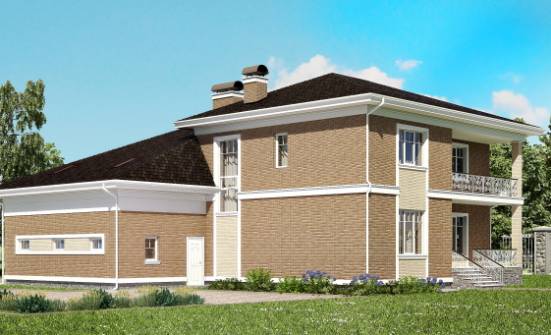 335-002-П Проект двухэтажного дома, гараж, современный коттедж из кирпича Ишим | Проекты домов от House Expert