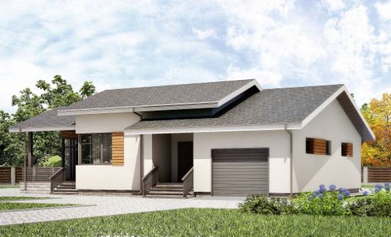 135-002-П Проект одноэтажного дома, гараж, скромный домик из блока Заводоуковск | Проекты домов от House Expert