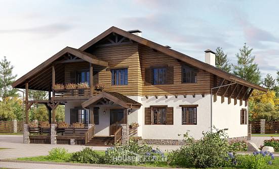 260-001-П Проект двухэтажного дома с мансардой, большой домик из кирпича Заводоуковск | Проекты домов от House Expert