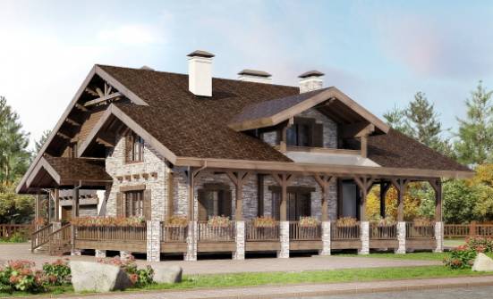 340-003-П Проект двухэтажного дома с мансардой, гараж, огромный загородный дом из кирпича Заводоуковск | Проекты домов от House Expert