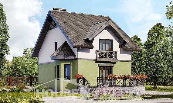 120-003-П Проект двухэтажного дома мансардой, компактный коттедж из газосиликатных блоков Заводоуковск, House Expert