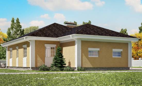 130-002-Л Проект одноэтажного дома и гаражом, доступный дом из поризованных блоков Ялуторовск | Проекты домов от House Expert