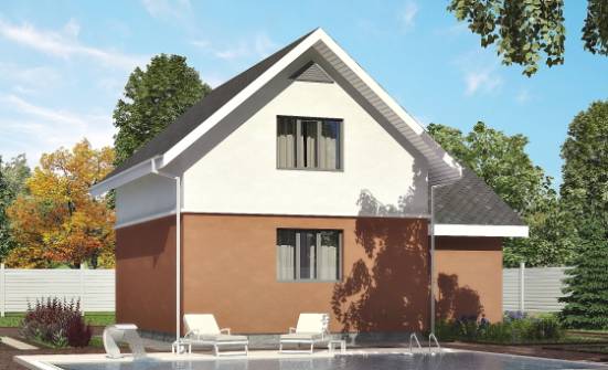 120-002-Л Проект двухэтажного дома с мансардой, гараж, скромный дом из пеноблока Тюмень | Проекты домов от House Expert