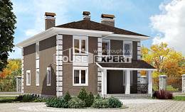 185-002-П Проект двухэтажного дома, небольшой домик из блока Ишим, House Expert